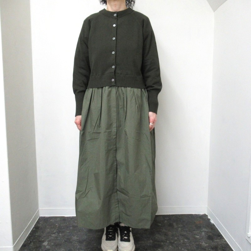 mao made  2WAY異素材ドッキングロングカーディガン/KH38